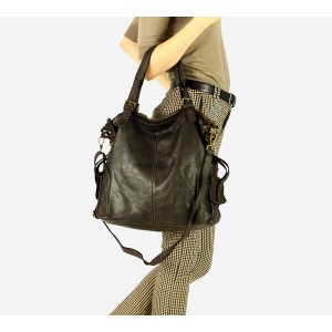 Groß Shopper Handtasche Schwarz & Beige Leder mit reißverschluss